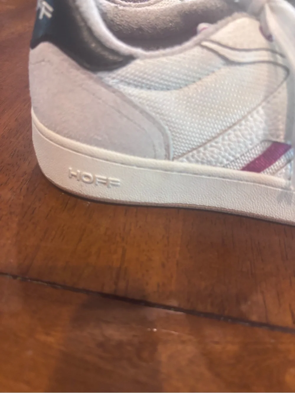 Anthropologie Hoff White Athletic Sneakers with Purple Stripe